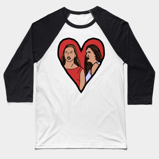 Female Couple Valentine Heart Distracted Boyfriend Meme Valentines Day Baseball T-Shirt by ellenhenryart